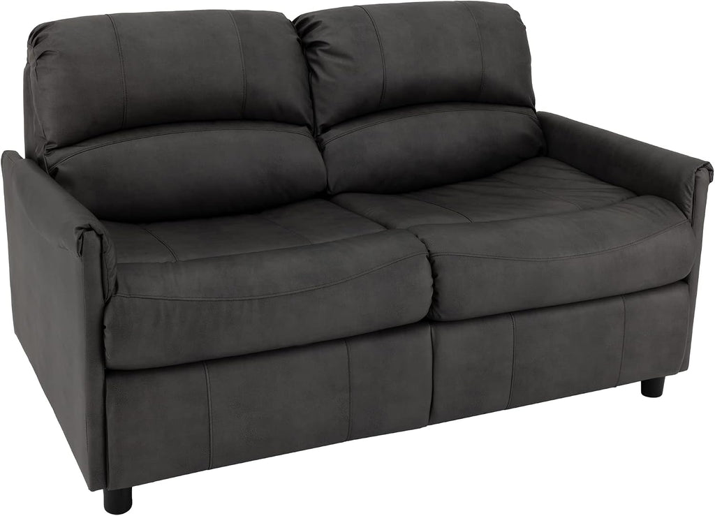RecPro Charles Collection 60' RV Hide A Bed Loveseat | Sleeper Sofa With Memory Foam Mattress | Pull Out Couch | Living Room (Slideout) Furniture | Gunmetal