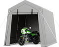 7 x 10 ft Portable Carport, Storage Shed with Heavy Duty Waterproof Tarp & 2 Roll-Up Zipper Doors, Ideal Tent for Motorcycles, Bikes, Garden Tools, and Firewood