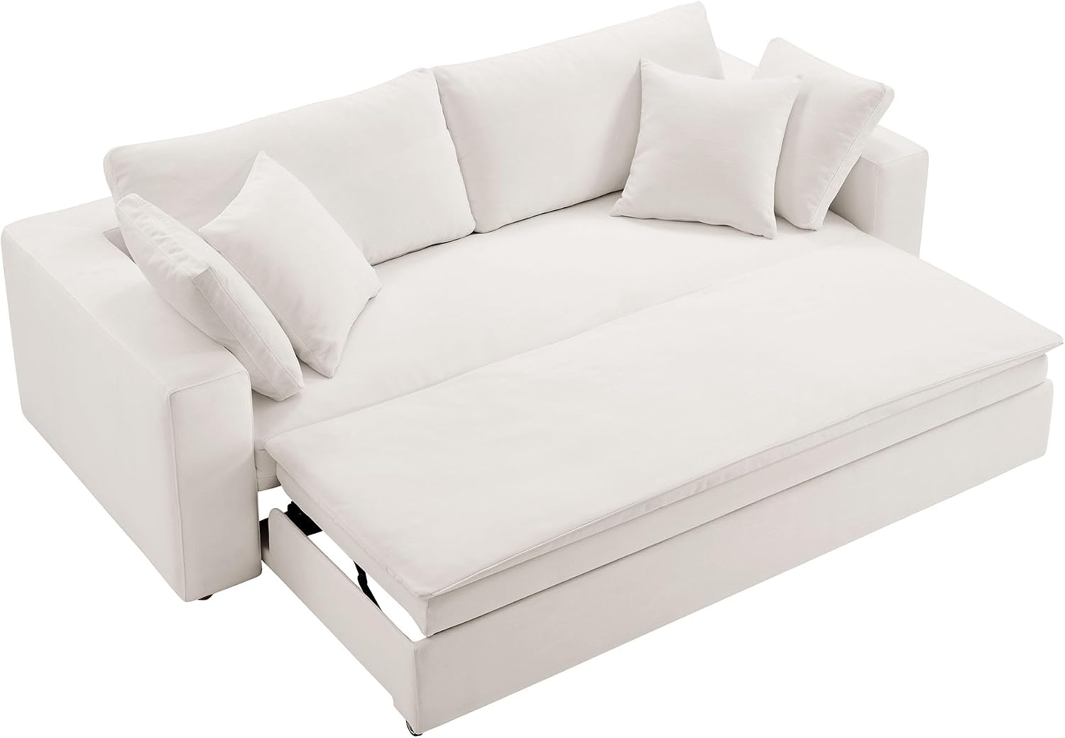 Modway Commix Down Filled Fabric Sleeper Sofa in Pure White
