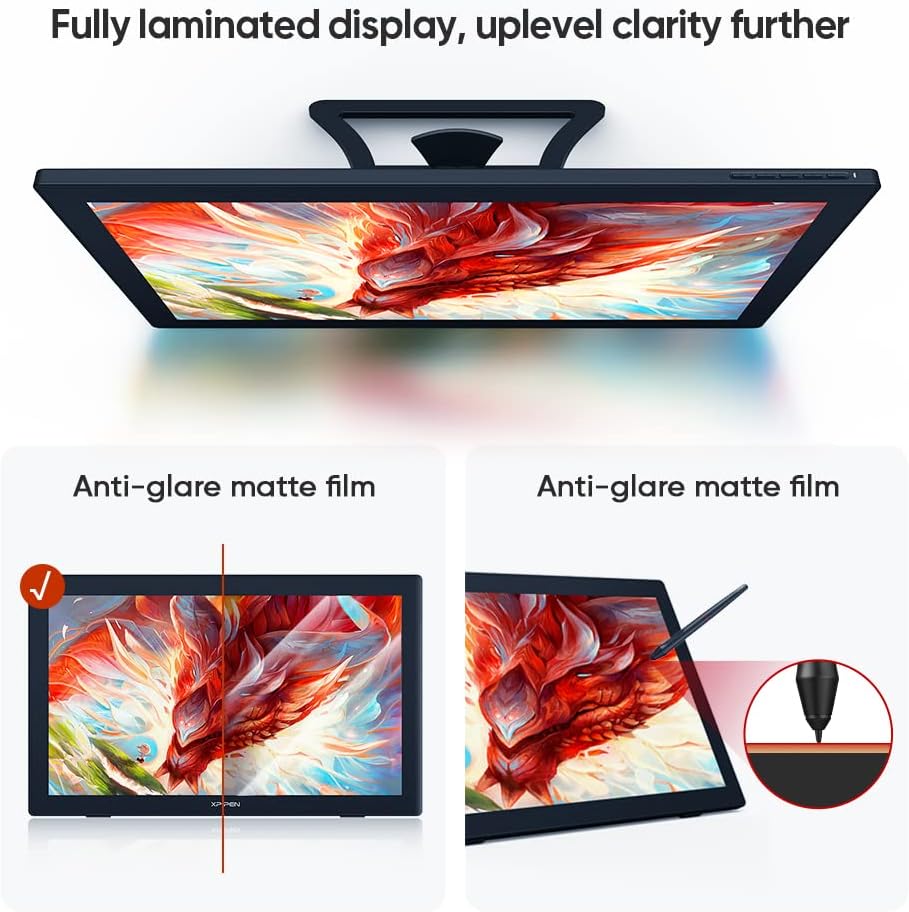 XPPen Artist24 FHD Drawing Tablet with Screen - 23.8' Drawing Monitor Full-Laminated Pen Display with 8192 Pressure Levels and Battery-Free Pen, Adjustable Stand for Digital Drawing and Animation