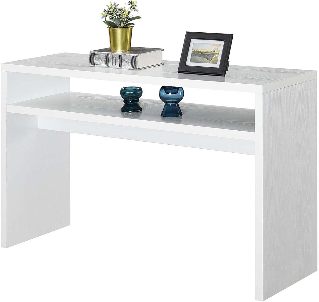 Convenience Concepts Northfield Deluxe Console Hall Table 48' - Modern, Minimalist Narrow Sofa Display Accent With Storage Shelf for Contemporary Living Room, Entryway, or Hallway, White