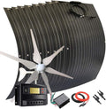 1200W Wind Turbine Solar Panel Kit for House:400W Wind Turbine Generator/8pcs 100W etfe Flexible Solar Panels Monocrystalline/60A Charge Controller/Cable/Connector