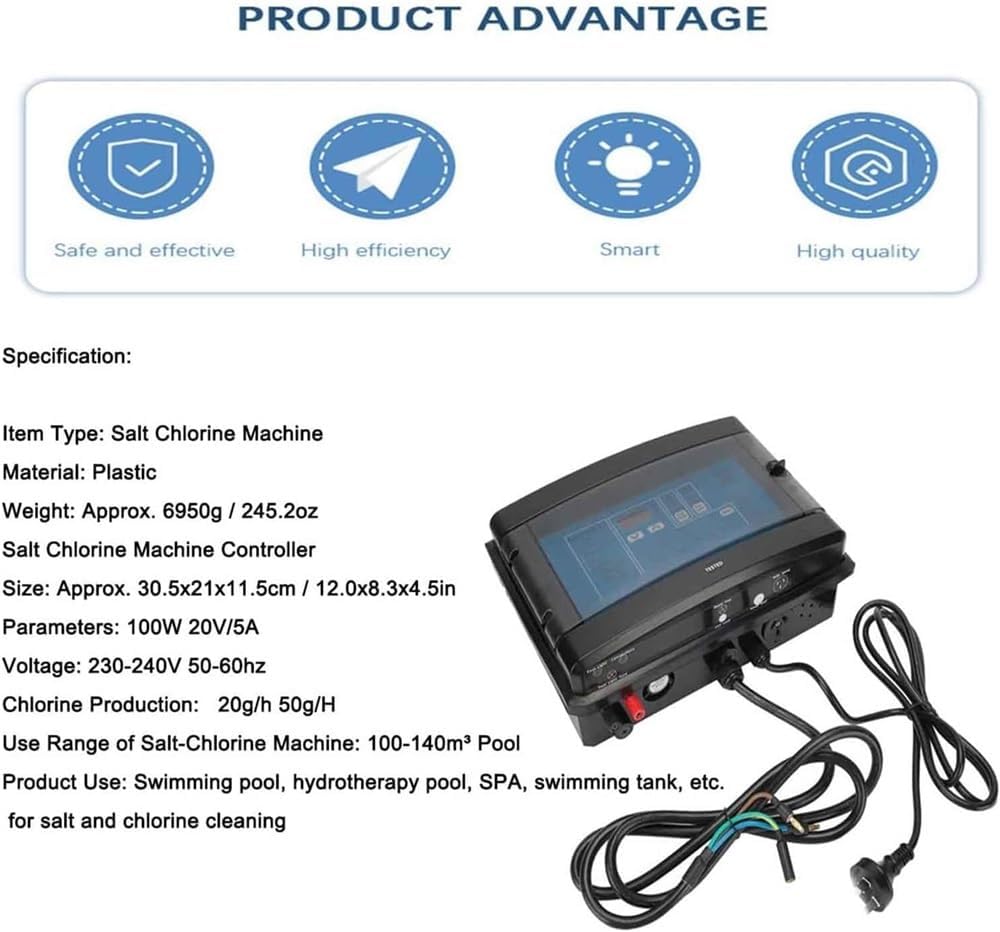 Saltwater Chlorinator,Salt Water Pool System,10/15/20/30/50 G/H, Chlorine Generator Suitable for Home Hot Tub Spa,15g/h(20g/h)