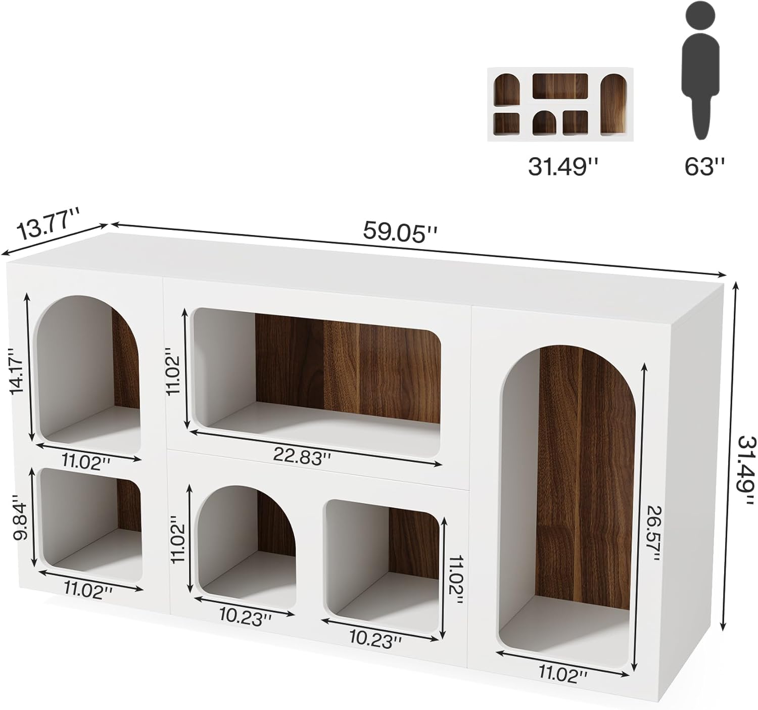 Tribesigns 59' White Console Table, Modern Entryway Table, Wooden Storage Organizer Entrance Table with 6 Compartments, Long Sofa Table, Behind Couch Table with Storage for Living Room, Hallway, Foyer