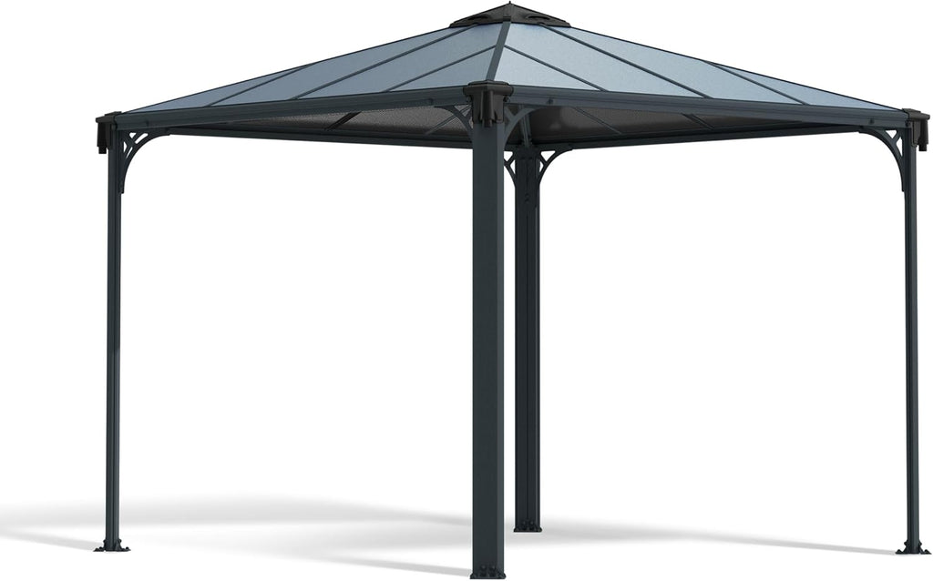 Palram - Canopia Palermo 3000 10x10 Gazebo: Outdoor Patio Canopy with Gray Aluminum Metal Frame, Polycarbonate Roof, UV Protection, Year-Round Use, Easy DIY Outdoor Canopy Gazebo Kits