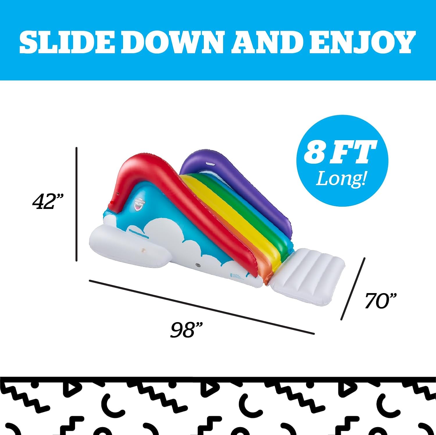 BigMouth Inc. Rainbow Inflatable Pool Slide, Blow Up Water Slide for Kids, Fun Swimming Pool Toy, Holds 200 Pounds