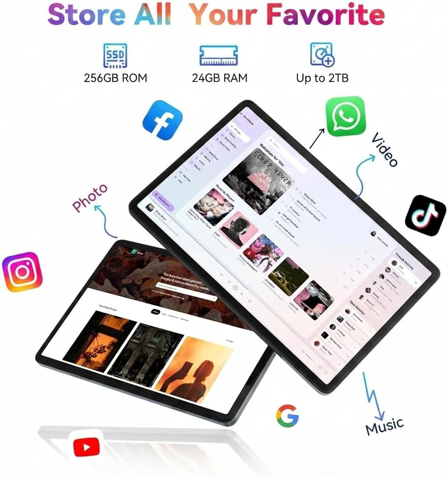 Android 16 Tablet 2026, Android Tablet with Pen and Keyboard, Gemini Ai, 24GB +256GB/2TB, 8MP AI Camera, Widevine L1, Fast Charge, 2 in 1 with Mouse and Stand, 4 Year Warranty