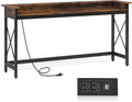 LITTLE TREE 70.9 inch Long Sofa Console Table with Outlets Charging Station Narrow Entryway Hallway Accent Furniture