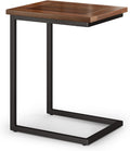 SIMPLIHOME Skyler C-Side Table - 16 inch Wide Solid Mango Wood and Metal Slide-Under Table in Dark Cognac Brown, Industrial Accent Table or End Table for Living Room with Open Frame Design, Assembled