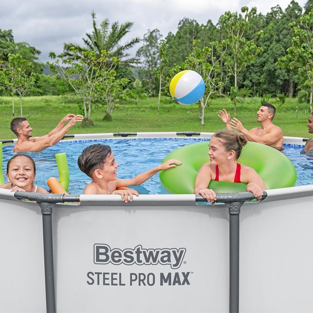 Bestway 2 Pack Steel Pro MAX Above Ground Pool Set, 14 Foot x 48 Inch Round Metal Frame, Outdoor Swimming Pool with 1,000 Filter Pump, Ladder, Cover