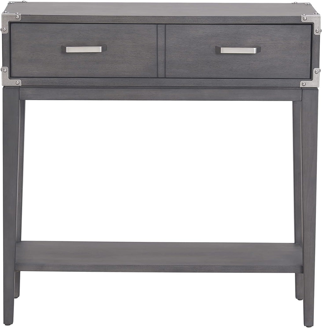 Leick Home 24032 Beckett One Drawer Hall Stand with Shelf for Living Room, Hallway, Entryway, Anthracite/Pewter
