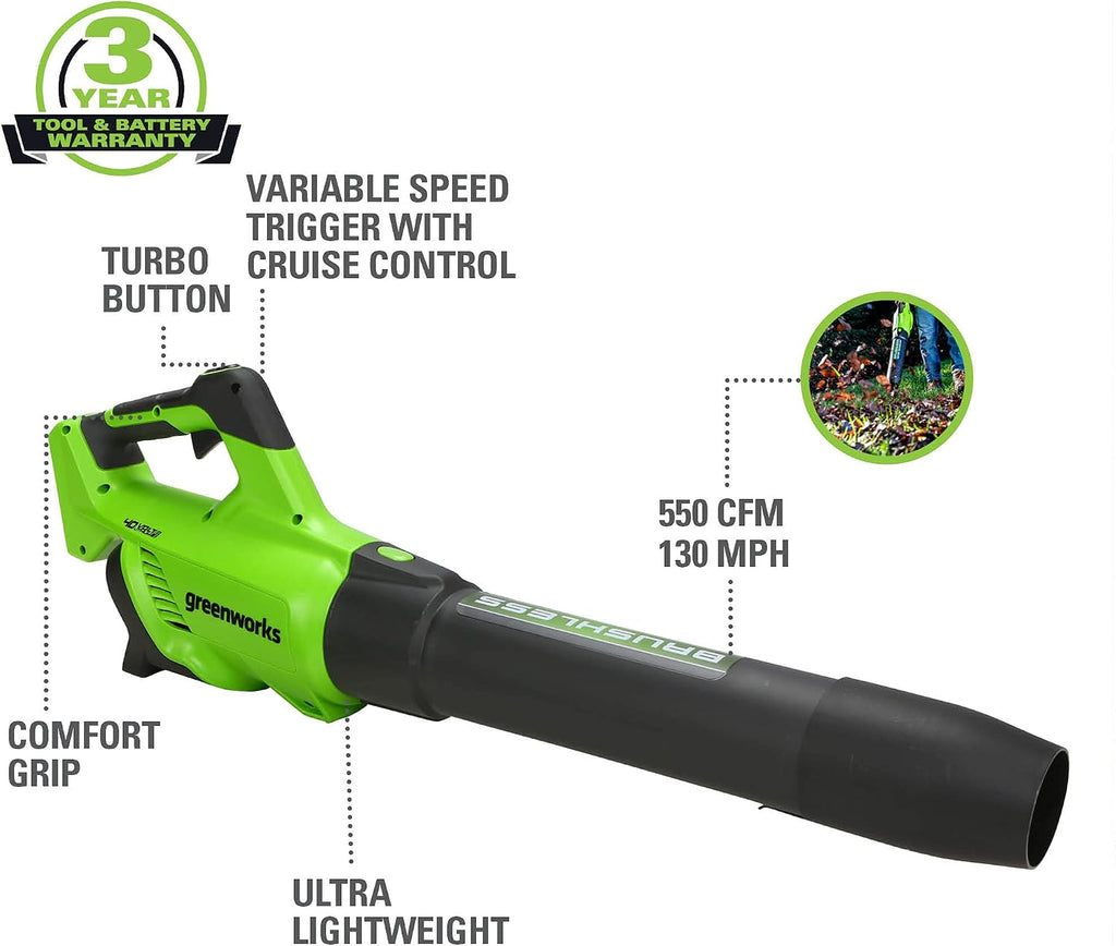 Greenworks 40V Brushless String Trimmer (Attachment Capable) + Brushless Blower Combo Kit, 4.0Ah Battery and Charger Included