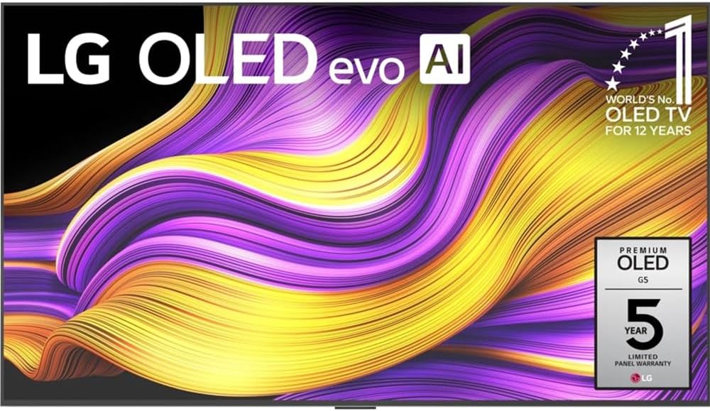 LG 65' G5 OLED evo 4K UHD TV with One Wall Design 2025 Bundle with Deco Essentials CPS Exclusive 26 Month Protection, 2X HDMI Cable, Surge Adapter & Deco Gear Home Theater Beginner's Guidebook