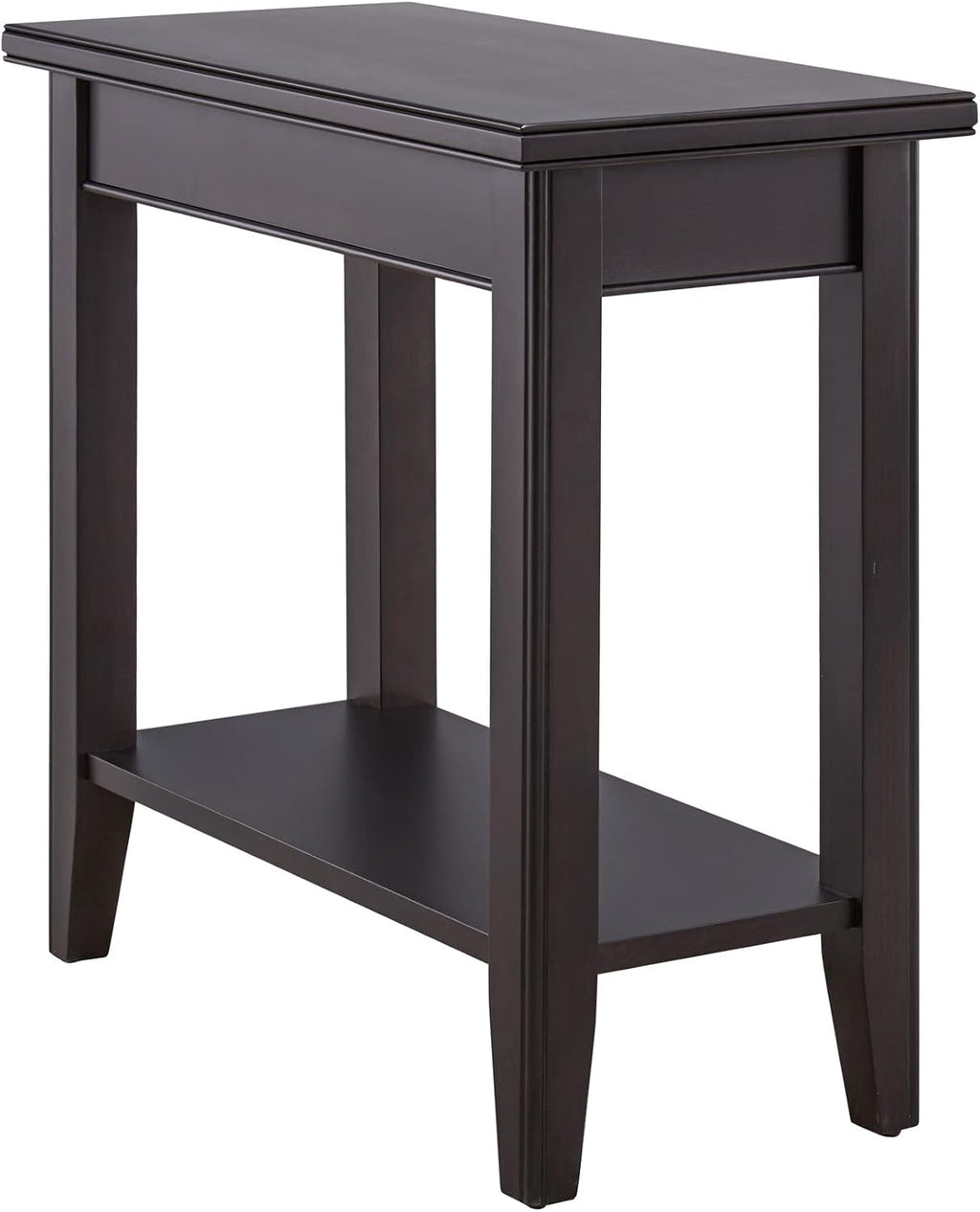 Leick Home Laurent End Table, Solid Wood, Bottom Display Shelf, Narrow, Easy-Assembly, for Living Room/Bedroom, Black, 24.0 in. L x 12.0 in. W x 24.0 in. H, 10505-BK