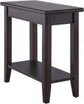 Leick Home Laurent End Table, Solid Wood, Bottom Display Shelf, Narrow, Easy-Assembly, for Living Room/Bedroom, Black, 24.0 in. L x 12.0 in. W x 24.0 in. H, 10505-BK