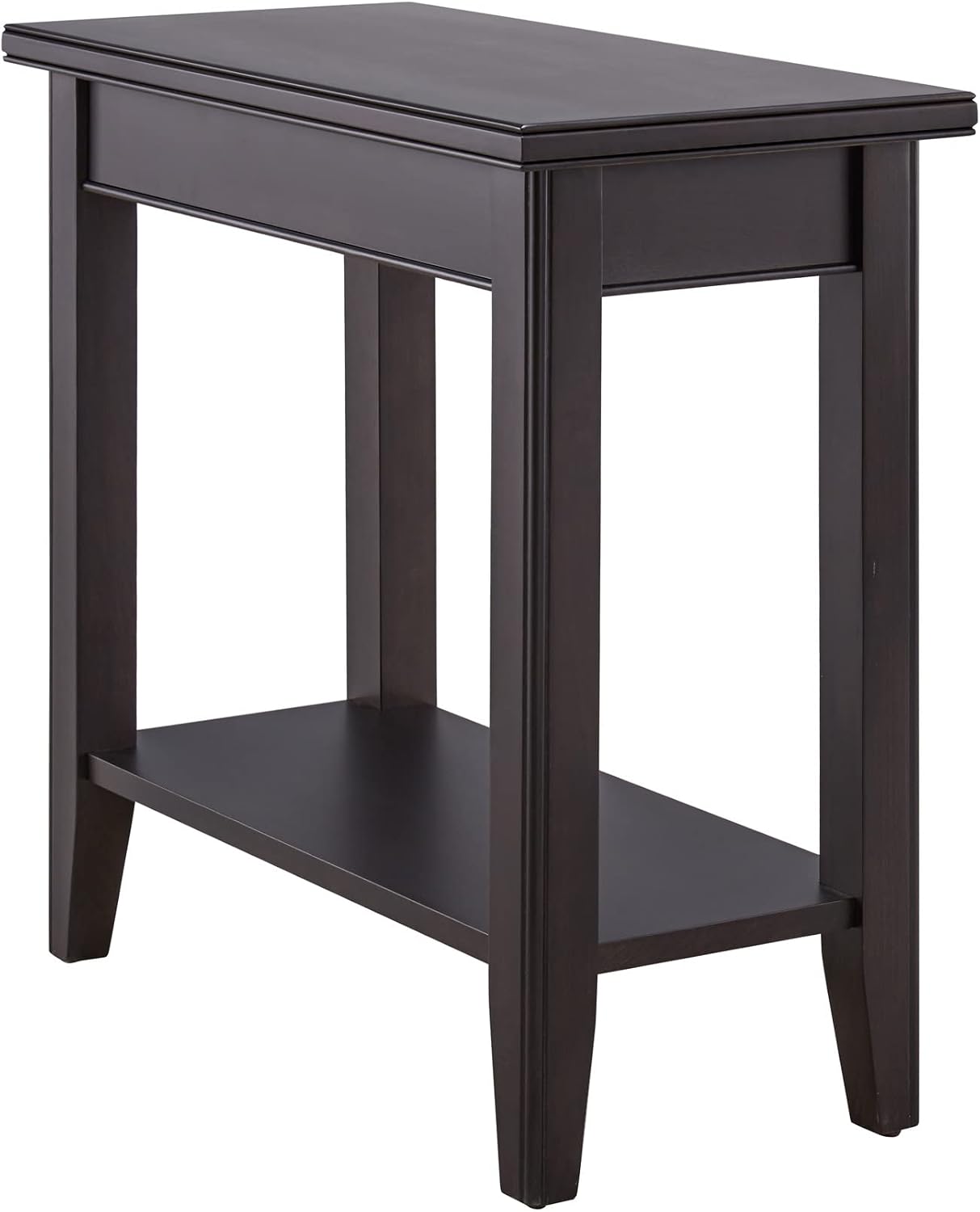 Leick Home Laurent End Table, Solid Wood, Bottom Display Shelf, Narrow, Easy-Assembly, for Living Room/Bedroom, Black, 24.0 in. L x 12.0 in. W x 24.0 in. H, 10505-BK