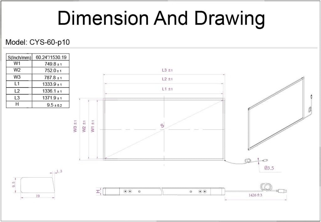 Chengying 60 inch 10 Point Multi-Touch Infrared Touch Frame, ir Touch Panel, Infrared Touch Screen Overlay