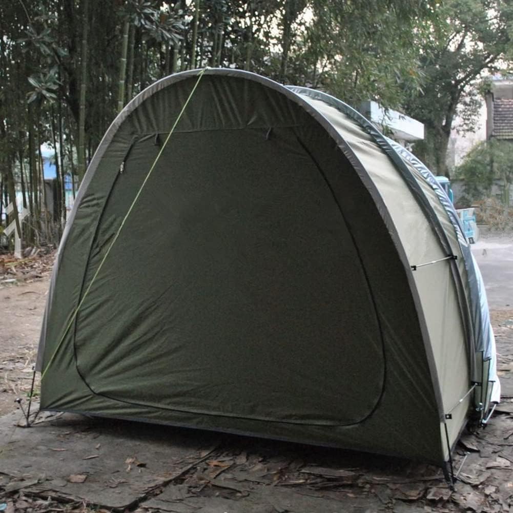Large Bike Storage Shed Tent, 4 Bikes Waterproof Portable Bike Bicycle Motorcycle Tent Heavy Duty Double-Sided Opening Tricycle Motorcycle Storage Tent For Outdoor Camping Hiking ( Color : Green )