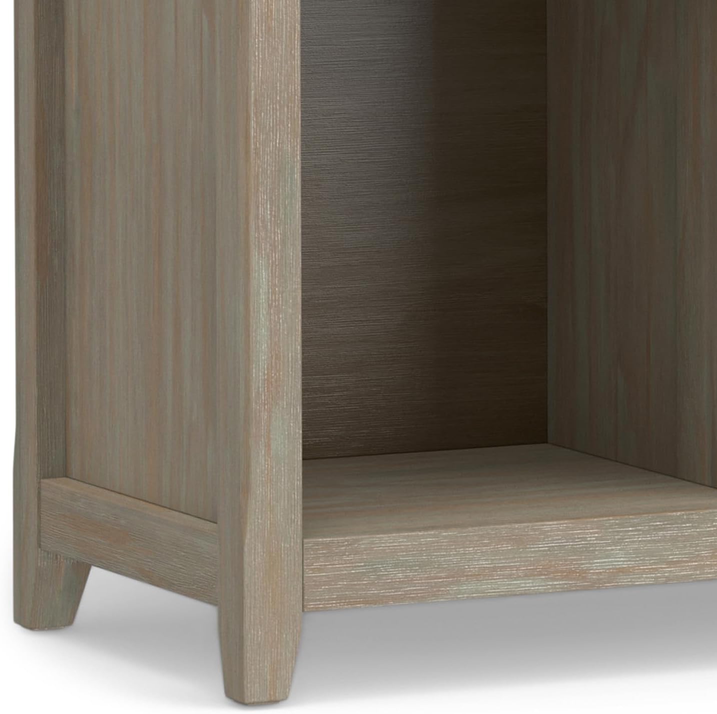 SIMPLIHOME Amherst Console Table - 57 inch Wide Solid Wood 8 Cube Storage Sofa Table in Distressed Grey, Transitional Table for Entryway or Living Room with Open Cubby Shelves and Tapered Legs