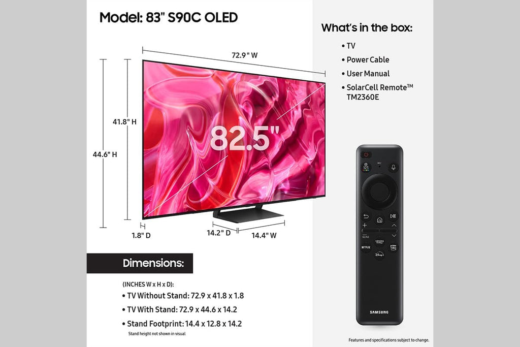 Samsung 83-Inch Class OLED 4K S90C Series Quantum HDR, Dolby Atmos Object Tracking Sound Lite, Ultra Thin, Q-Symphony 3.0, Gaming Hub, Smart TV with Alexa Built-in (QN83S90C, 2023 Model)