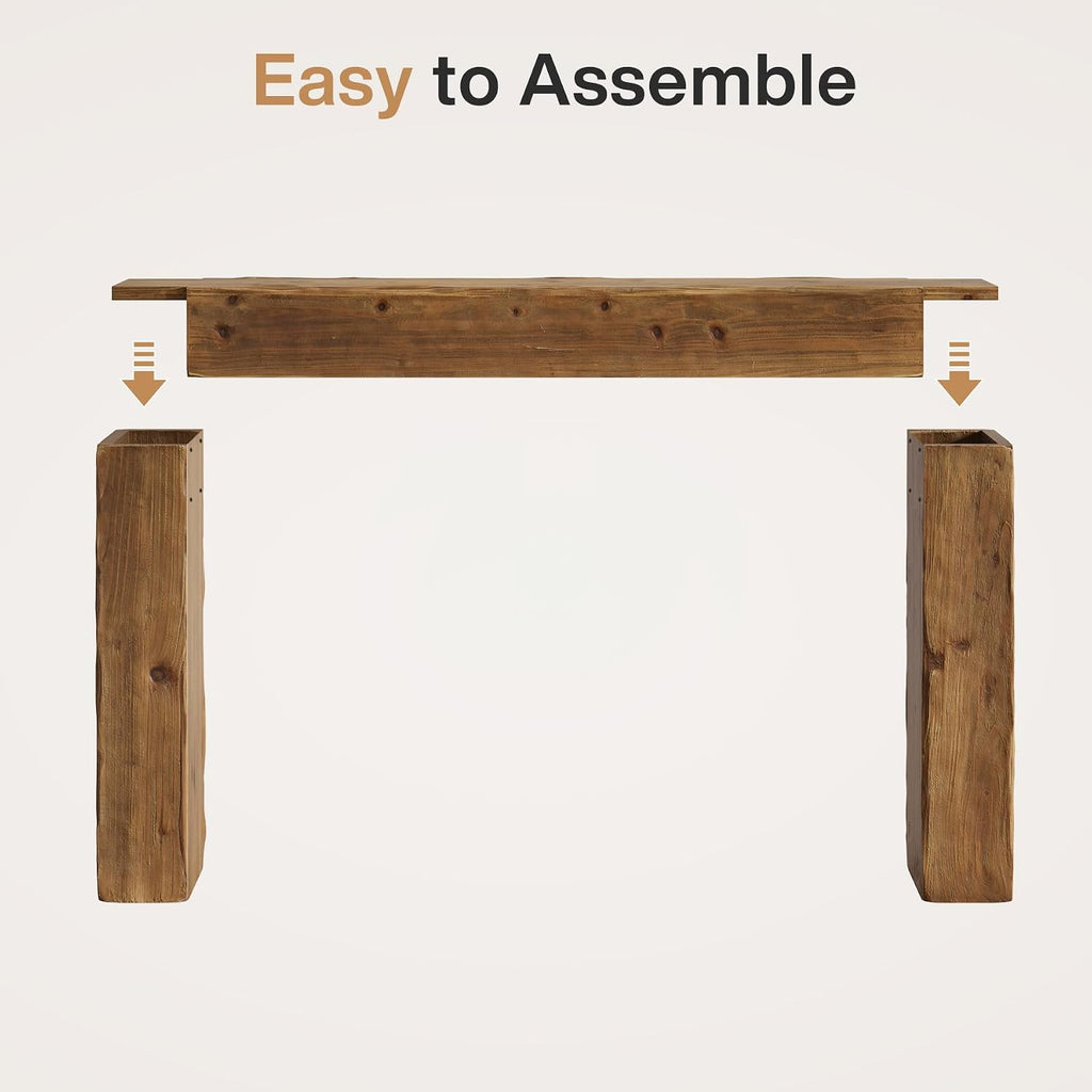 Solid Wood Console Table, 63-Inch Farmhouse Sofa Table Behind Couch for Entryway, Living Room, Foyer, Easy Assembly (Rustic Brown)