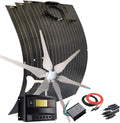 700W Solar Wind Hybrid Kit for Cabin:400W 12V Wind Turbine Generator/3pcs 100W etfe Flexible Solar Panels Monocrystalline/30A PWM Charge Controller/Cable/Connector