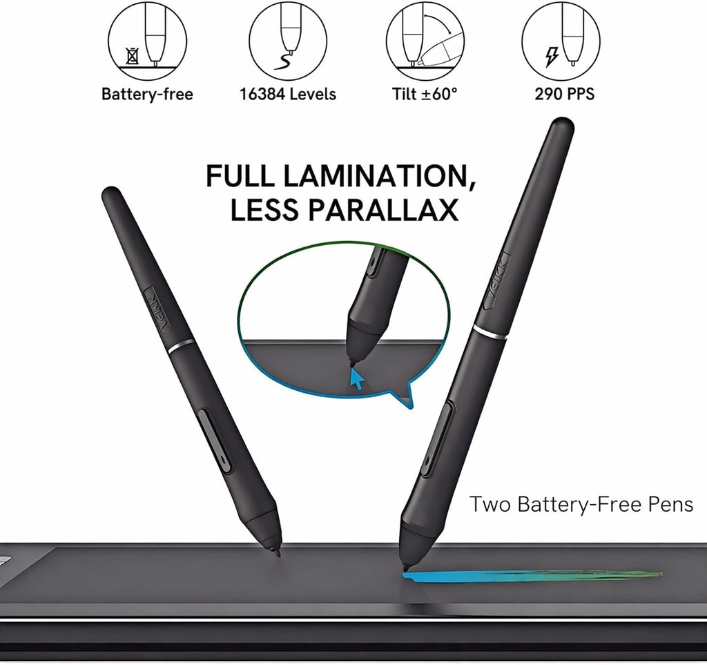 VEIKK VK1200V2 Drawing Tablet with Screen,11.6 Inch Full-Laminated Graphics Drawing Monitor,Upgraded 16384 Pressure Sensitivity, 2 Styluses, 120% sRGB,Graphics Tablet for PC Mac Linux Windows