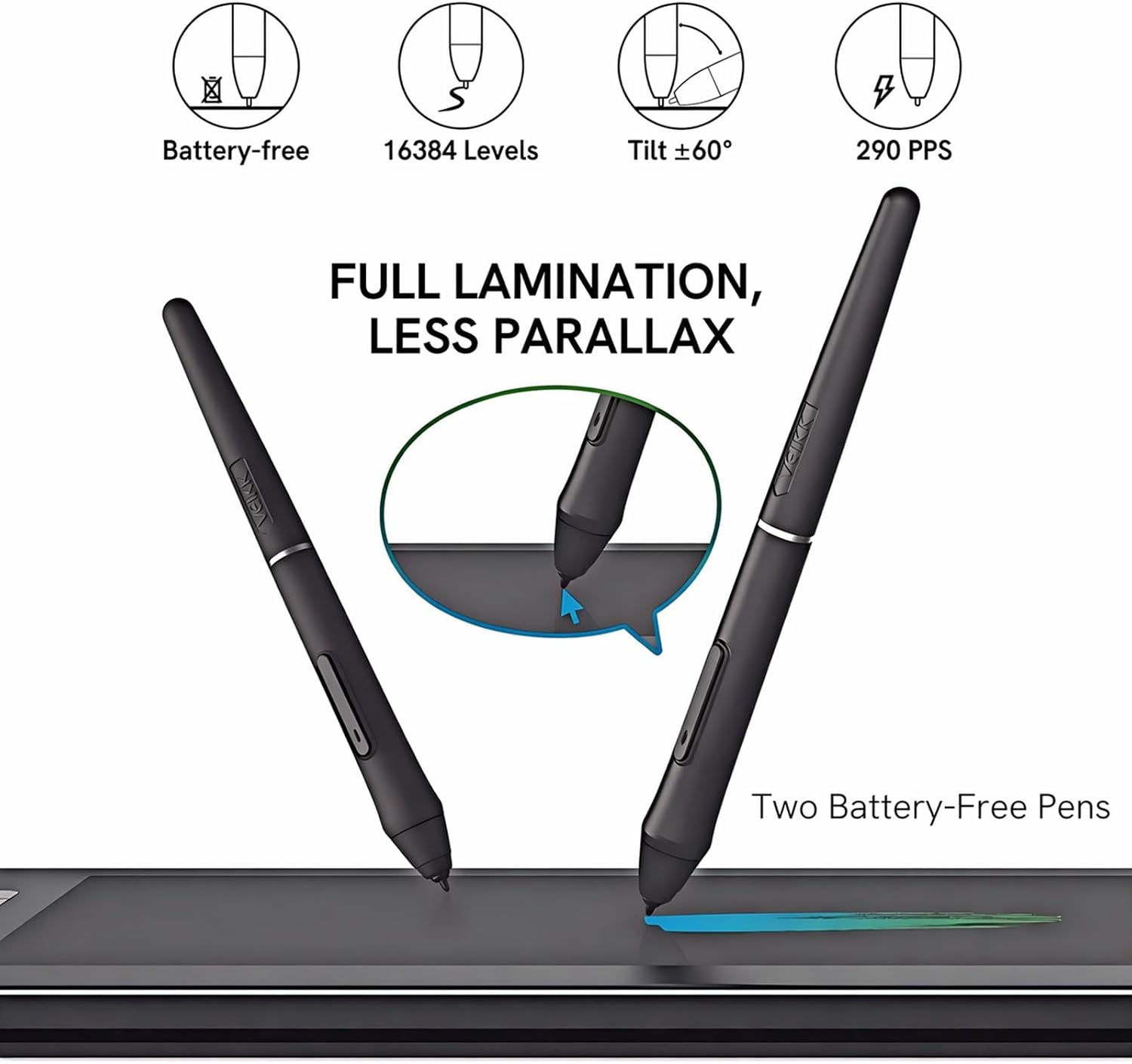 VEIKK VK1200V2 Drawing Tablet with Screen,11.6 Inch Full-Laminated Graphics Drawing Monitor,Upgraded 16384 Pressure Sensitivity, 2 Styluses, 120% sRGB,Graphics Tablet for PC Mac Linux Windows