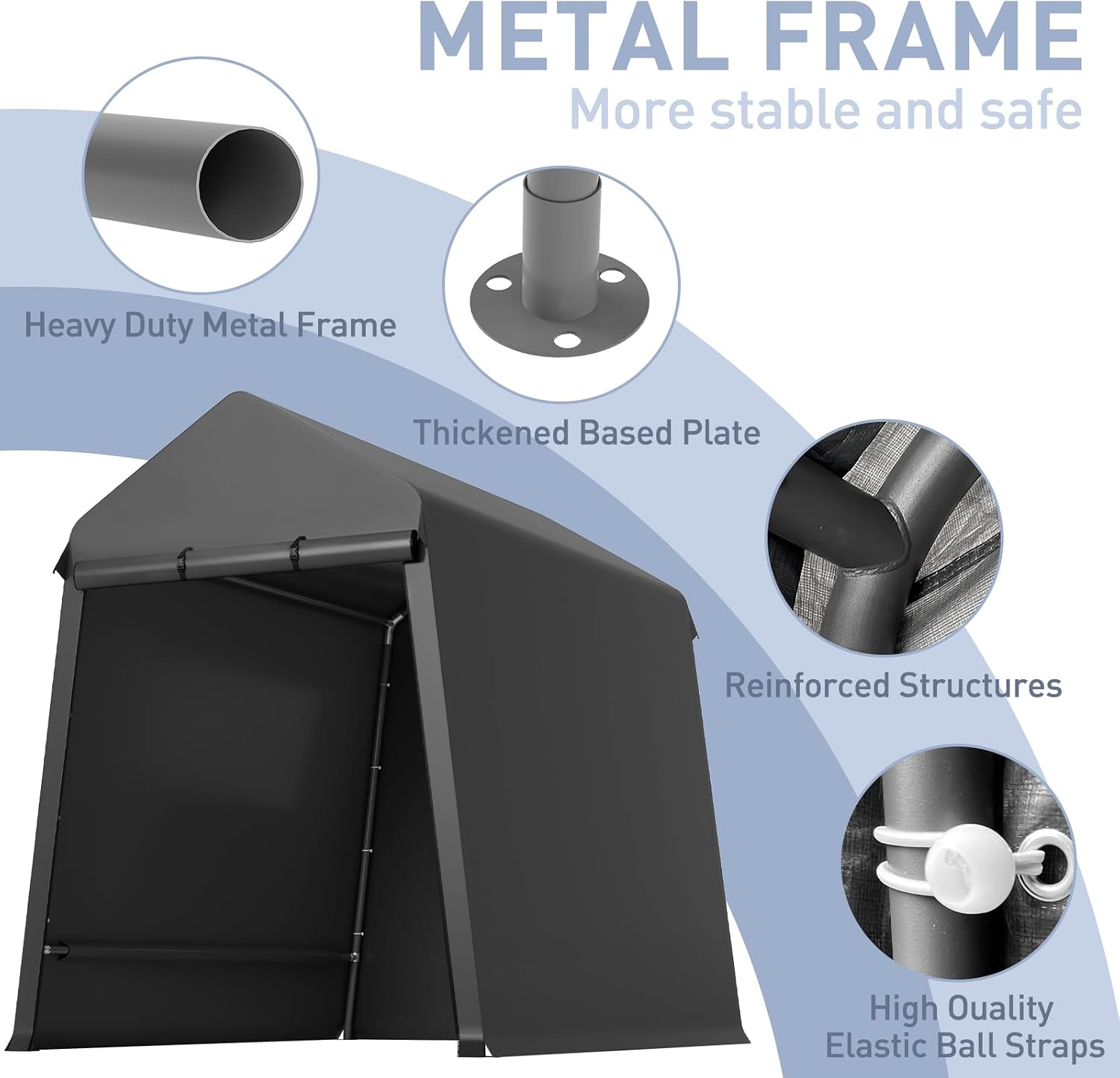 6 X 8 Ft Carport Portable Storage Shed Outdoor Tarp Sheds with Roll-Up Door, Bike Shed Storage Tent for Motorcycle, Garden Tools