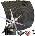 1000W Solar Wind Hybrid System for Camping Car:400W Wind Turbine Generator/6pcs 100W etfe Flexible Solar Panels Monocrystalline/50A Charge Controller/Cable/Connector