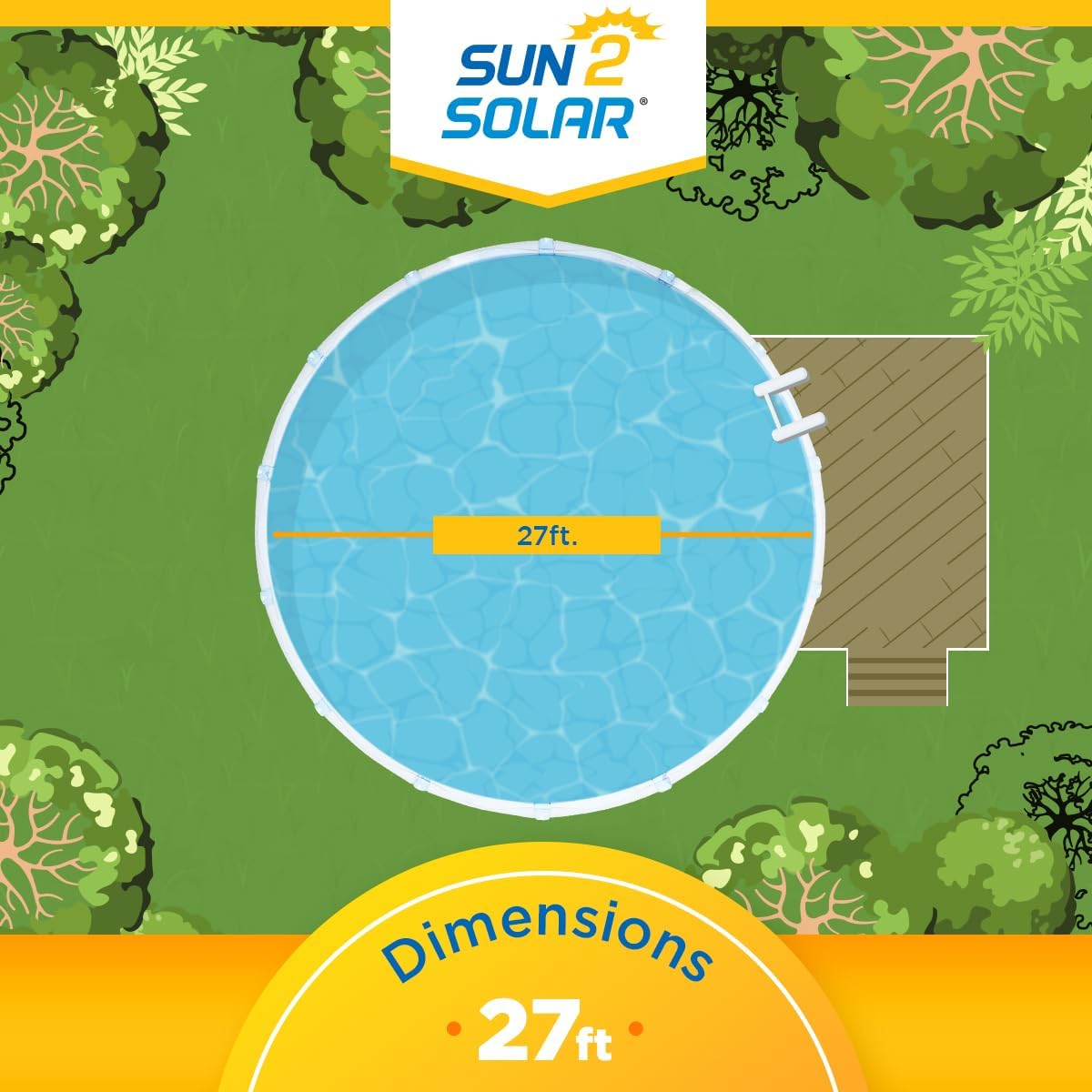 Sun2Solar Blue 27 ft Round Solar Cover | 8 Mil | Heat Retaining Blanket for Above Ground & Inground Swimming Pools | Sun's Energy Heats Pool | Bubble Heating Blankets | 800 Series