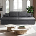 YITAHOME 5-in-1 Sleeper Sofa, Convertible Sofa Bed Couch with 2 Storage Cabinets and USB Ports, 100' Sectioanl Sofa Couch with 2 Throw Pillow for Living Room, Grey Linen Fabric