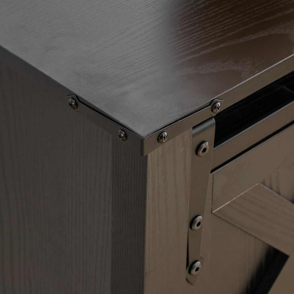 Black Farmhouse Entryway Table, Rustic Hallway Table with Storage Shelf, Sofa Table with Sliding Barn Doors for Hallway, Entryway, Living Room, Foyer