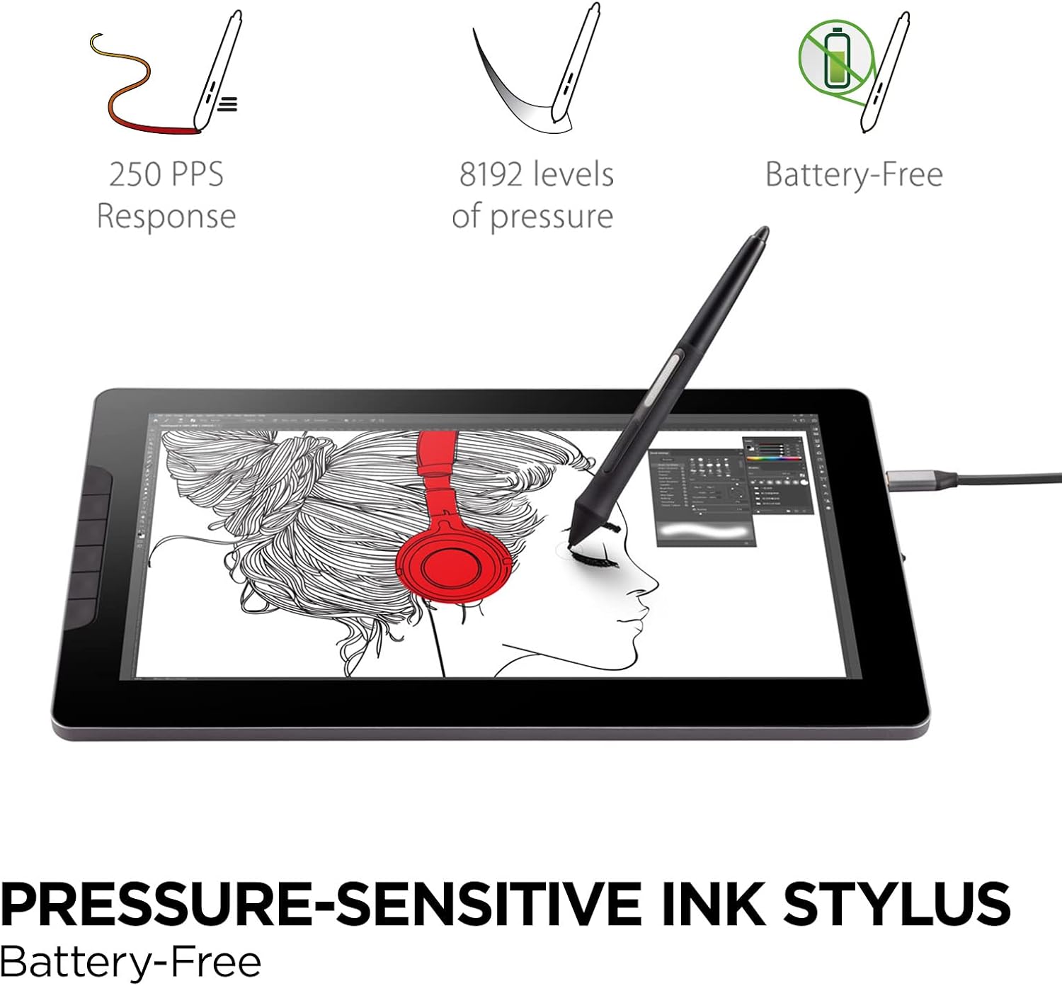 ViewSonic ID1330 13.3 Inch Portable Full HD 1080p Drawing Pen Display Tablet with Battery Free Stylus Pen for Digital Writing, Graphic Design Supports Windows, Mac, Android