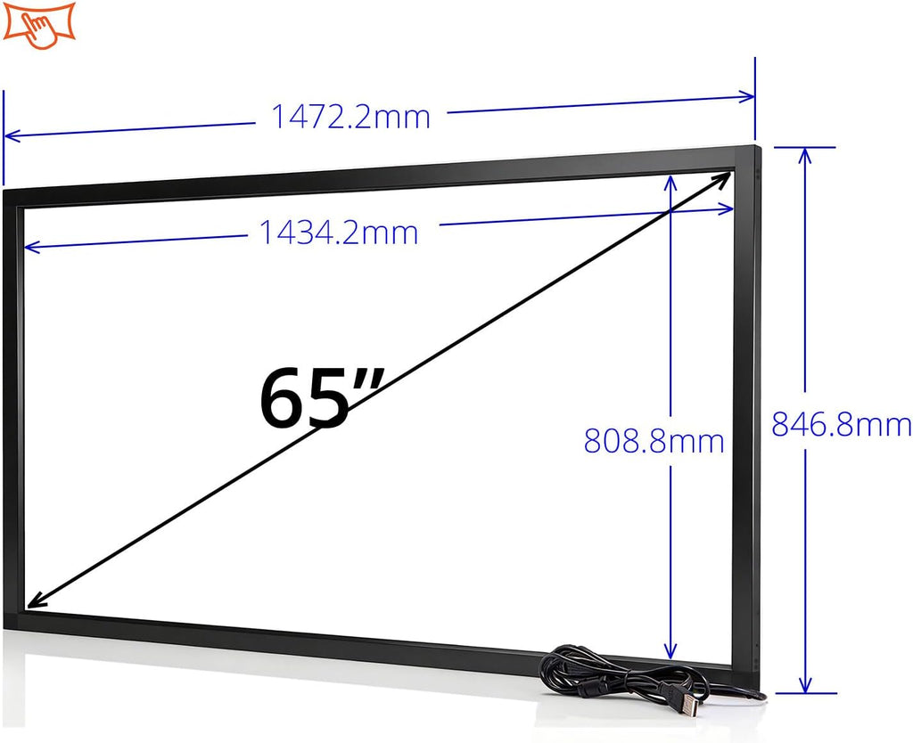 Chengying 65 Inch 10 Points Multi-Touch Infrared Touch Frame - IR Touch Panel - 65 Inches Infrared Touch Overlay - USB Interface - HID Compatible