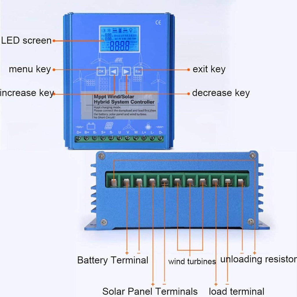 6000W-14000W Wind Solar Hybrid Charge Controller with Dump Load for max 14000W Wind Turbine Generator 14000W Solar Panel 12V 24V Battery Auto MPPT Charge Boost,10000W-14000W-48V