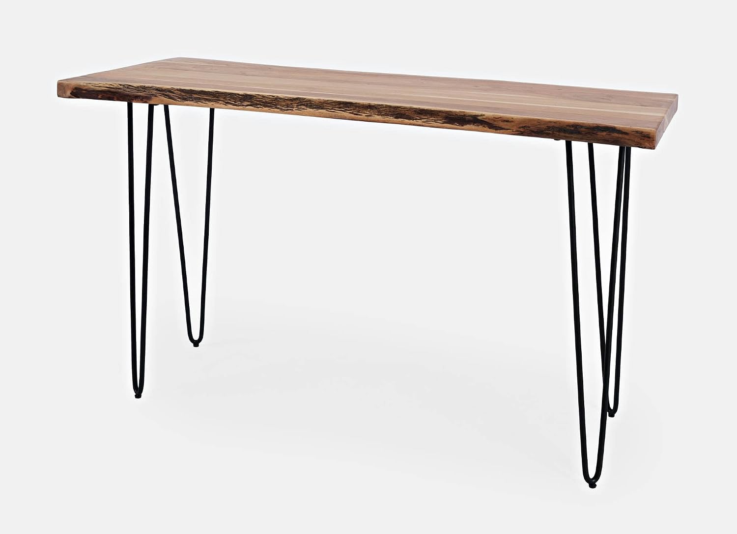 Jofran Solid Acacia Wood Sofa Table 50 Inch with Iron Legs, Contemporary Console Table for Living Room Entryway, Narrow Accent Table, Natural