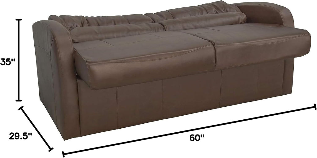 RecPro Charles Collection 60' RV Jack Knife Sofa With Arms - Sleeper Couch for Camper Living Room (Slideout) - Mahogany