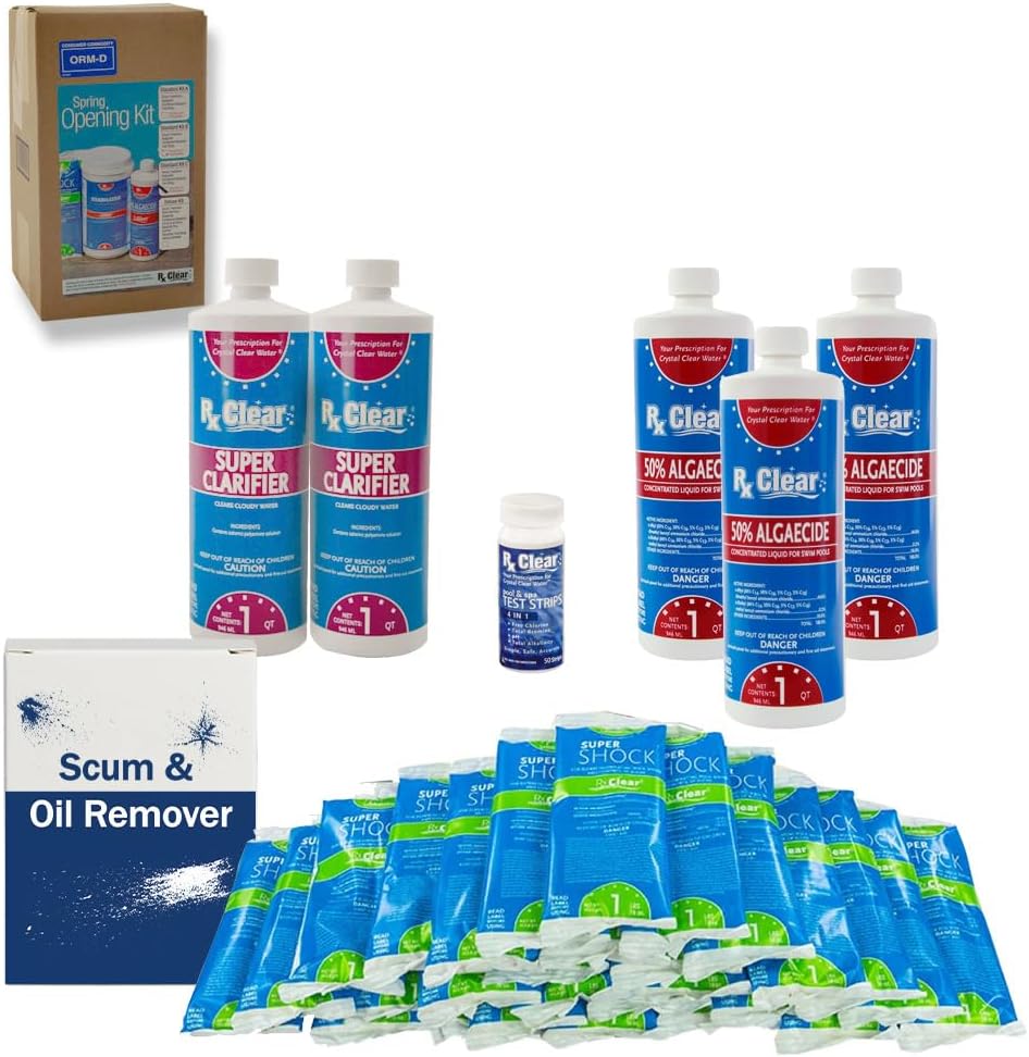Rx Clear Chemical Maintenance Pool Kit Plus Opening Kit (Without Chlorine (Up to 30,000 Gallons))