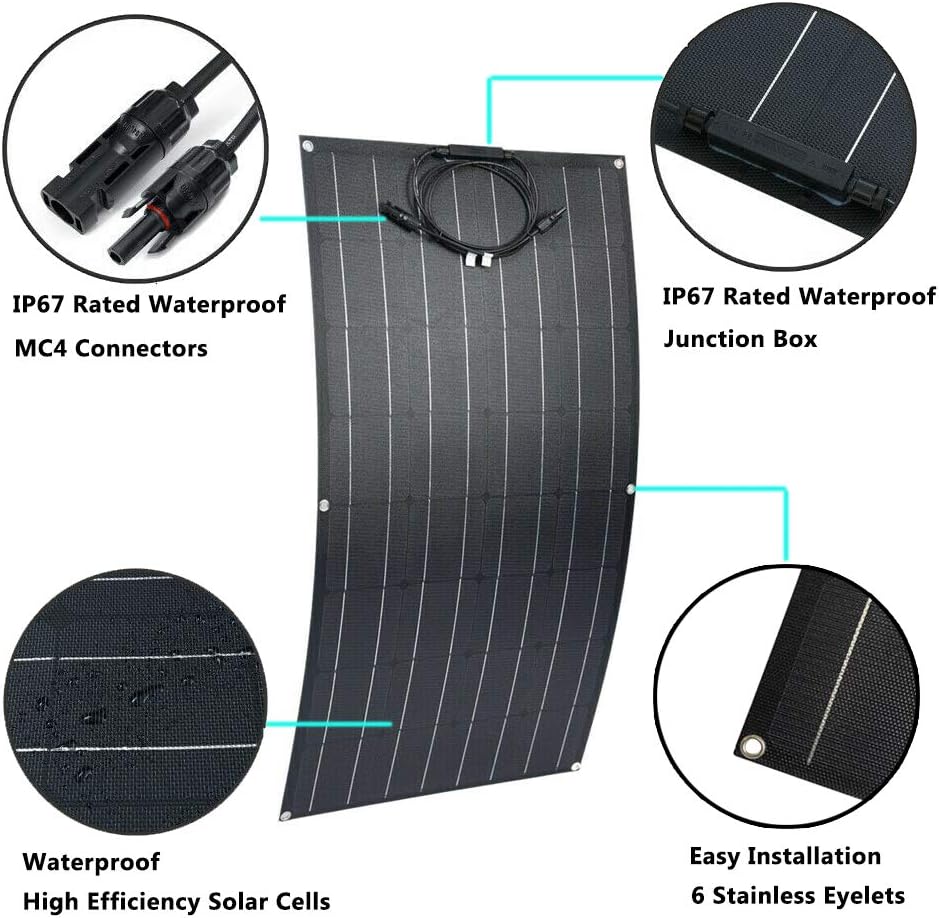 800W Wind Solar Hybrid System for Mobile Home:400W Wind Turbine Generator/4pcs 100W etfe Flexible Solar Panels Monocrystalline/40A Charge Controller/Cable/Connector