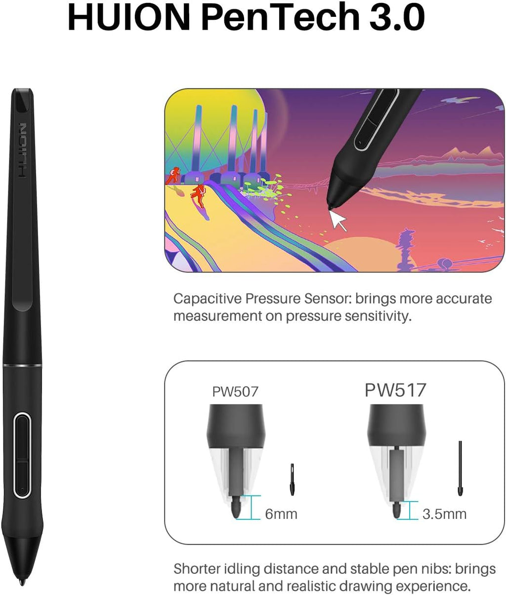 HUION KAMVAS 22 Drawing Tablet with Screen 120% sRGB PW517 Battery-Free Stylus Adjustable Stand, 21.5inch Pen Display for Windows PC, Mac, Android
