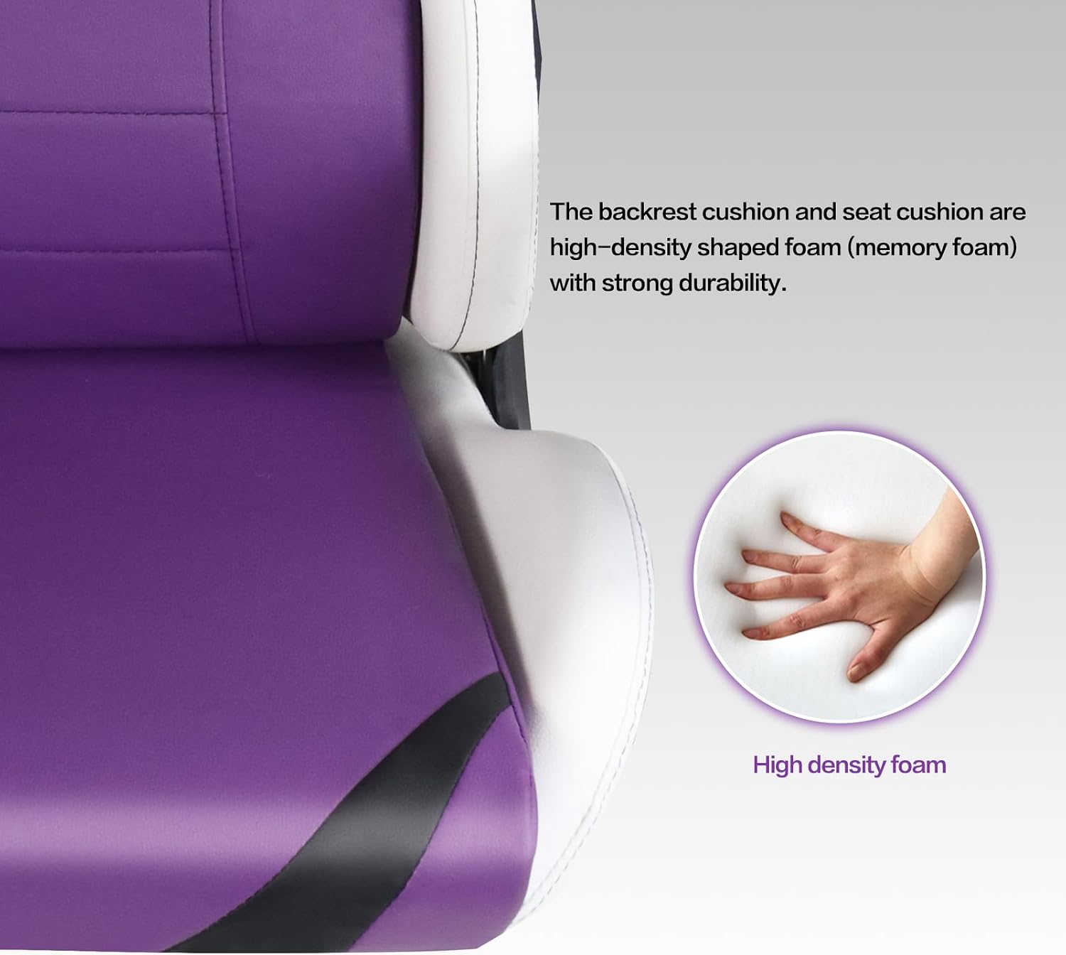 Modern-Depo Ergonomic Gaming Chairs for Adults with High-Density Memory Foam | Swivel Comfortable Office Chair, Big and Tall Video Game Chair, High Back Computer Chair for Home, Office, Purple White