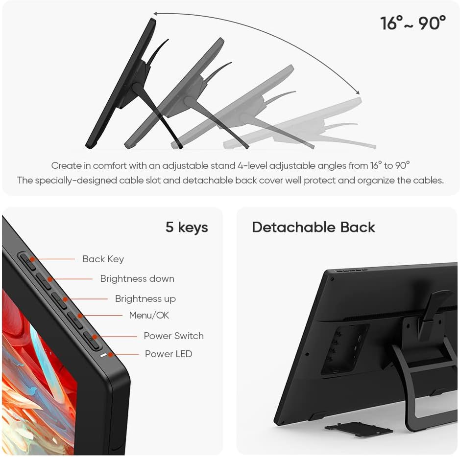XPPen Artist24 FHD Drawing Tablet with Screen - 23.8' Drawing Monitor Full-Laminated Pen Display with 8192 Pressure Levels and Battery-Free Pen, Adjustable Stand for Digital Drawing and Animation