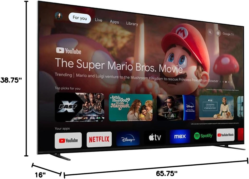 Sony BRAVIA 7 K75XR70 75 inch 4K HDR Smart QLED Mini-LED TV Bundle with Premiere Movie Streaming Package & TV Setup Bundle with Wall Mount + Surge Adapter + HDMI Cable & More (2024 Model)