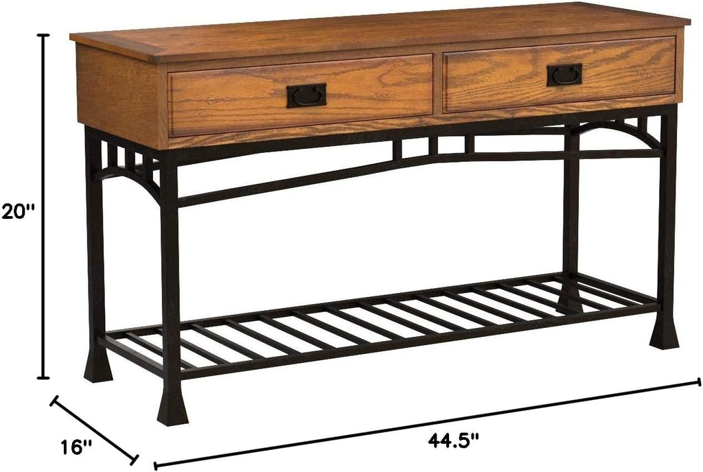 Modern Craftsman Distressed Oak Sofa Table by Home Styles 16D x 44.5W x 20H in