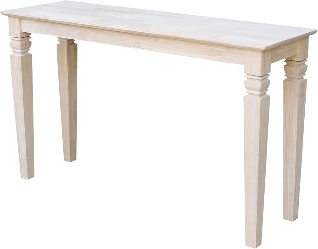 IC International Concepts, Java Console Table, Solid Real Wood, Sturdy Parawood, Living Room/Family Room/Entryway, 50LBS capacity, 52'W x 16'D x 30'H, Paint/Stain Ready, Unfinished