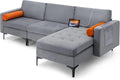 Giantex 97' Large Couch, 3 Seat Sectional Sofa Set, L-Shaped Modular Sleeper with Convertible Chaise Lounge, USB Ports, 3-Hole Socket, Storage Box, 2 Bolsters, Family Apartment Living Room
