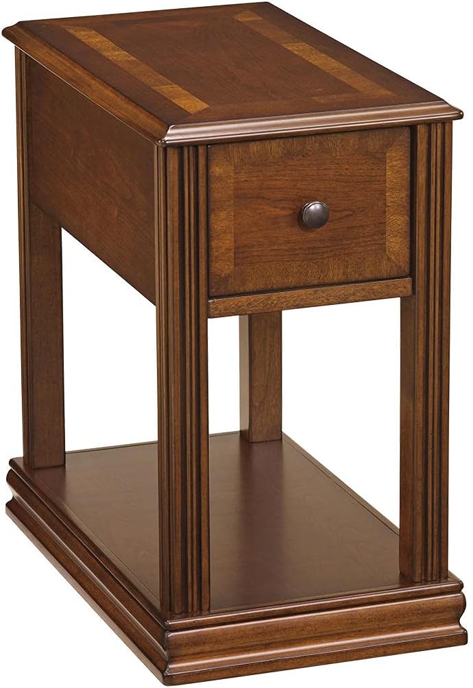 Signature Design by Ashley Breegin Chair Side End Table, 1 Drawer, 1 Fixed Shelf, Veneers, Wood, 13.13' W x 22.13' D x 23' H, Brown