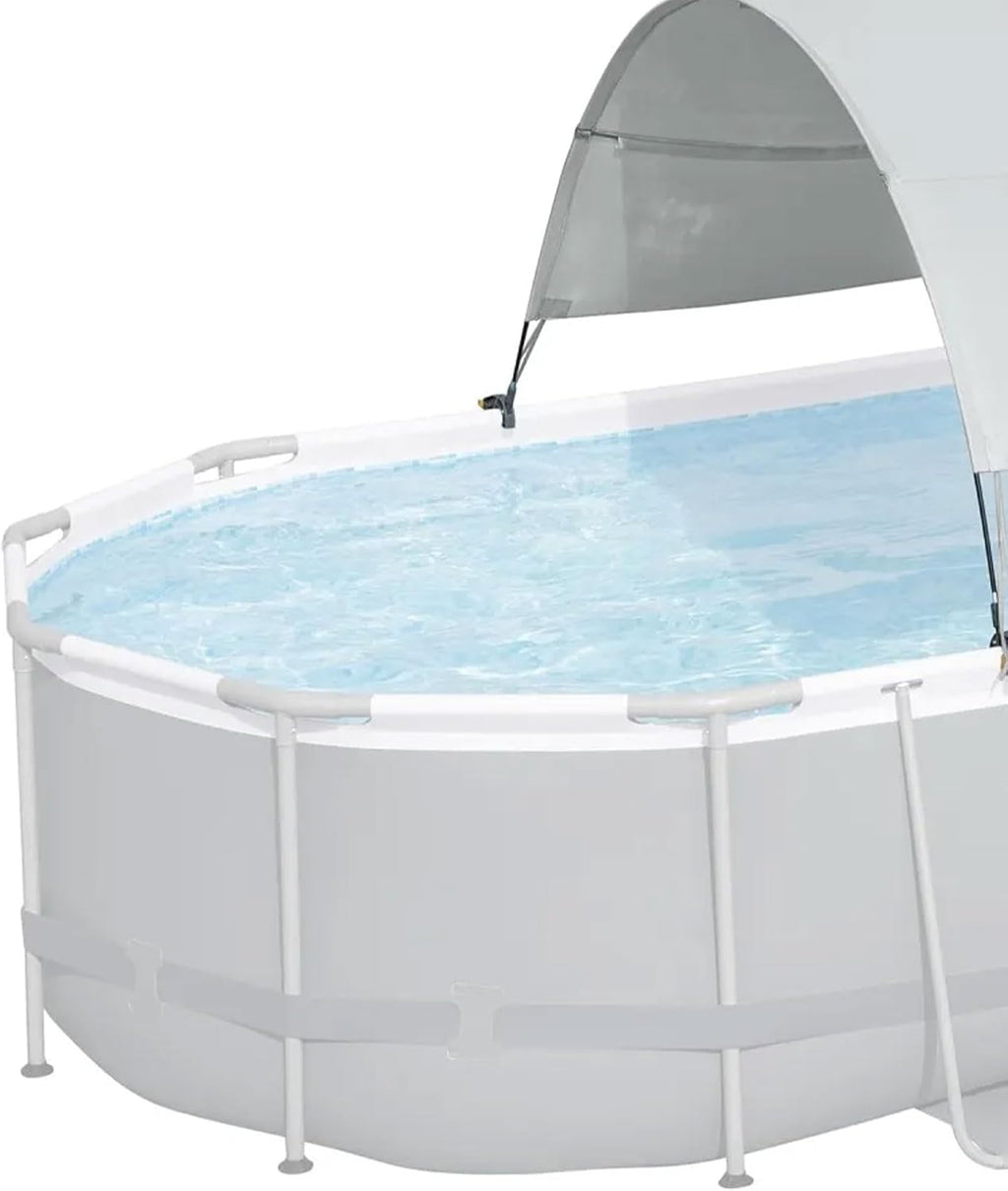 Bestway Flowclear Pool Canopy for 6' 11' to 11' 2' Above Ground Outdoor Oval or Rectangular Swimming Pools with UPF 40 Plus Sun Protection, Gray
