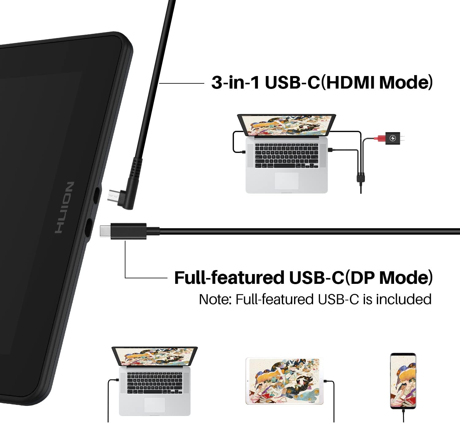 2021 HUION KAMVAS 16 Graphics Drawing Tablet with Full-Laminated Screen Anti-Glare 10 Express Keys Android Support Battery-Free Stylus 8192 Pen Pressure Tilt Adjustable Stand - 15.6 Inch Pen Display